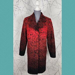 Tribal Red Black Artsy Button Up Long Peacoat Whimsigoth Vampire